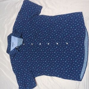 Izod Beer Liquor Bottle Print Short Sleeve Button Up Shirt XL Bachelor Party